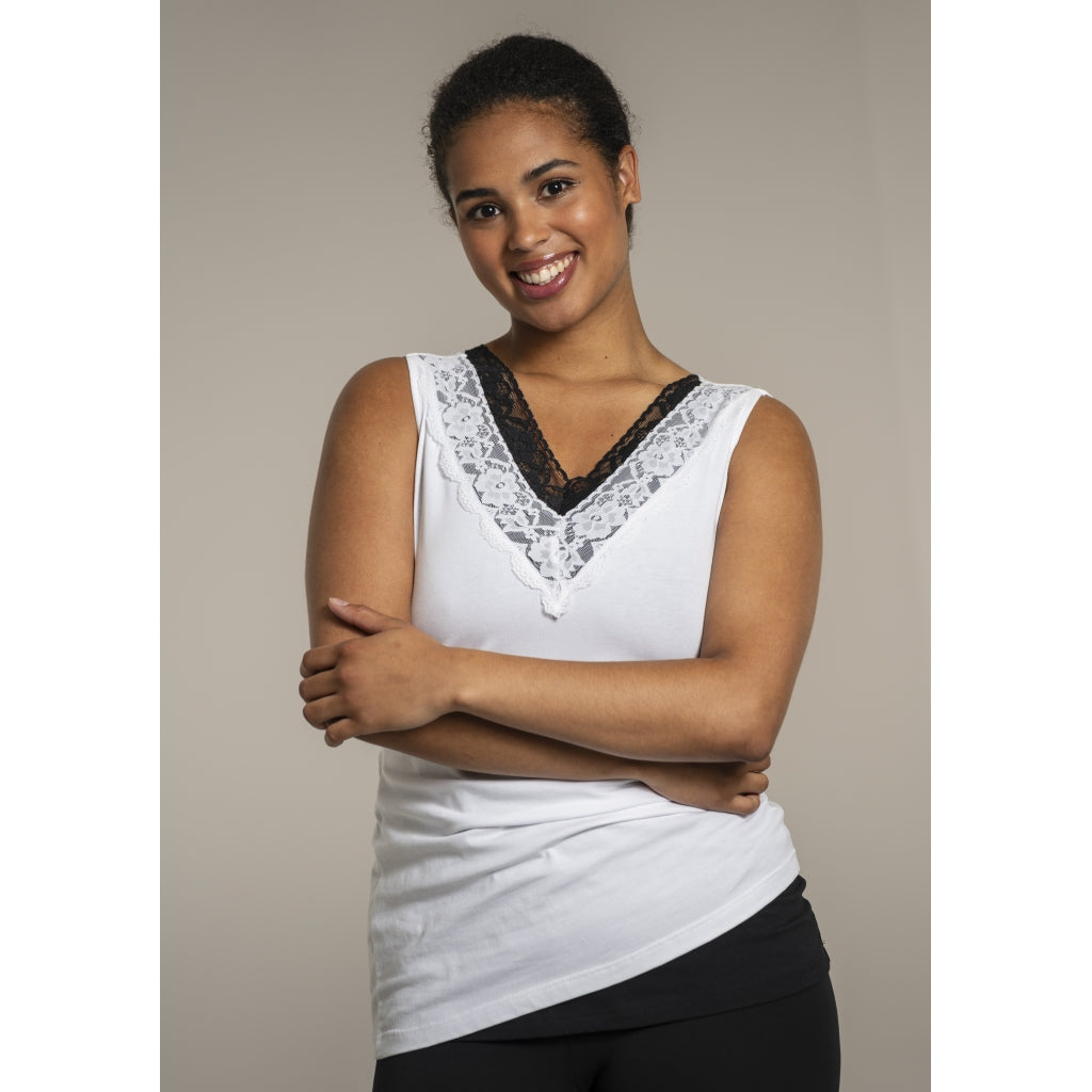 Sandgaard Top med V-hals og bomuld Top White