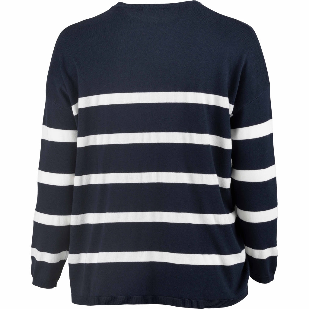 Sandgaard Strikket langærmet bluse Blouse Striped Navy/White