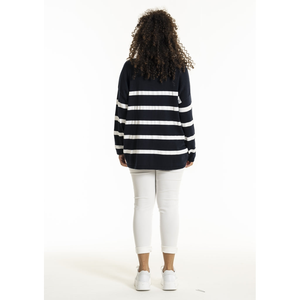 Sandgaard Strikket langærmet bluse Blouse Striped Navy/White