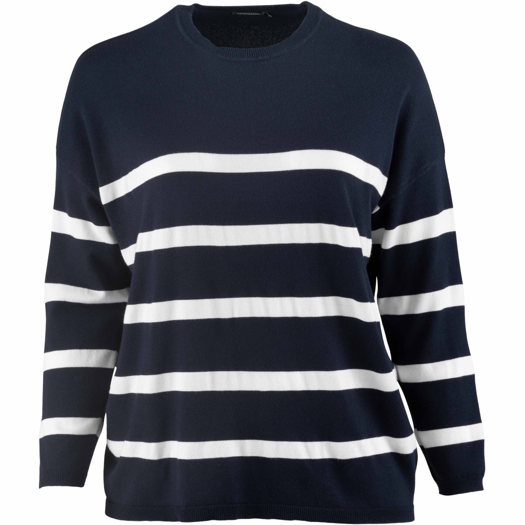 Sandgaard Strikket langærmet bluse Blouse Striped Navy/White
