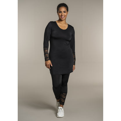 Sandgaard Bluse med blonde ærmer Top Black