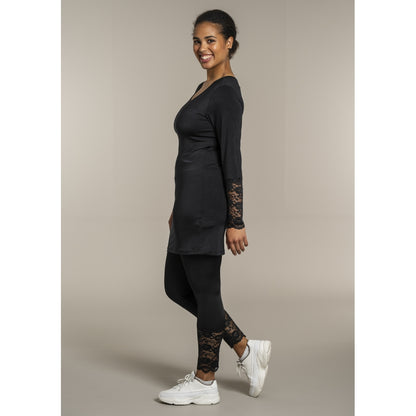 Sandgaard Bluse med blonde ærmer Top Black