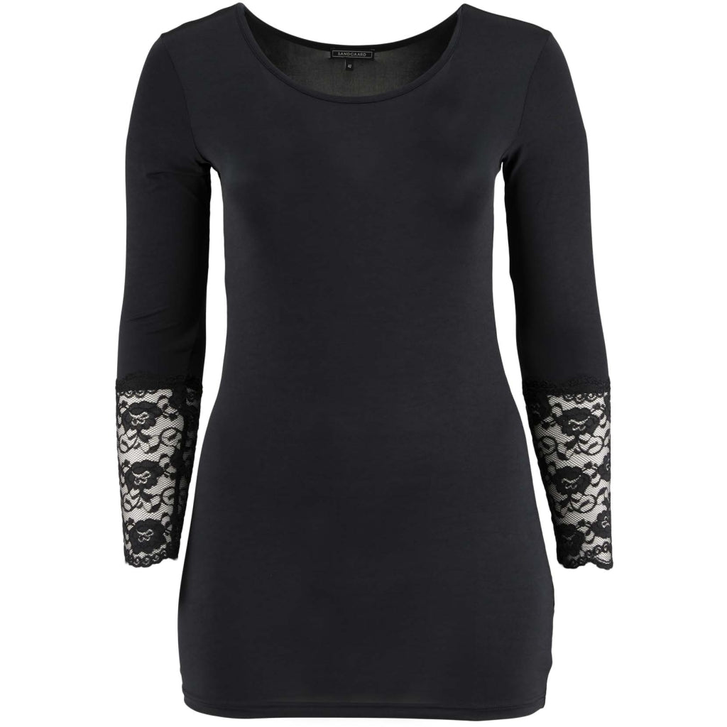 Sandgaard Bluse med blonde ærmer Top Black