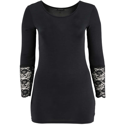 Sandgaard Bluse med blonde ærmer Top Black