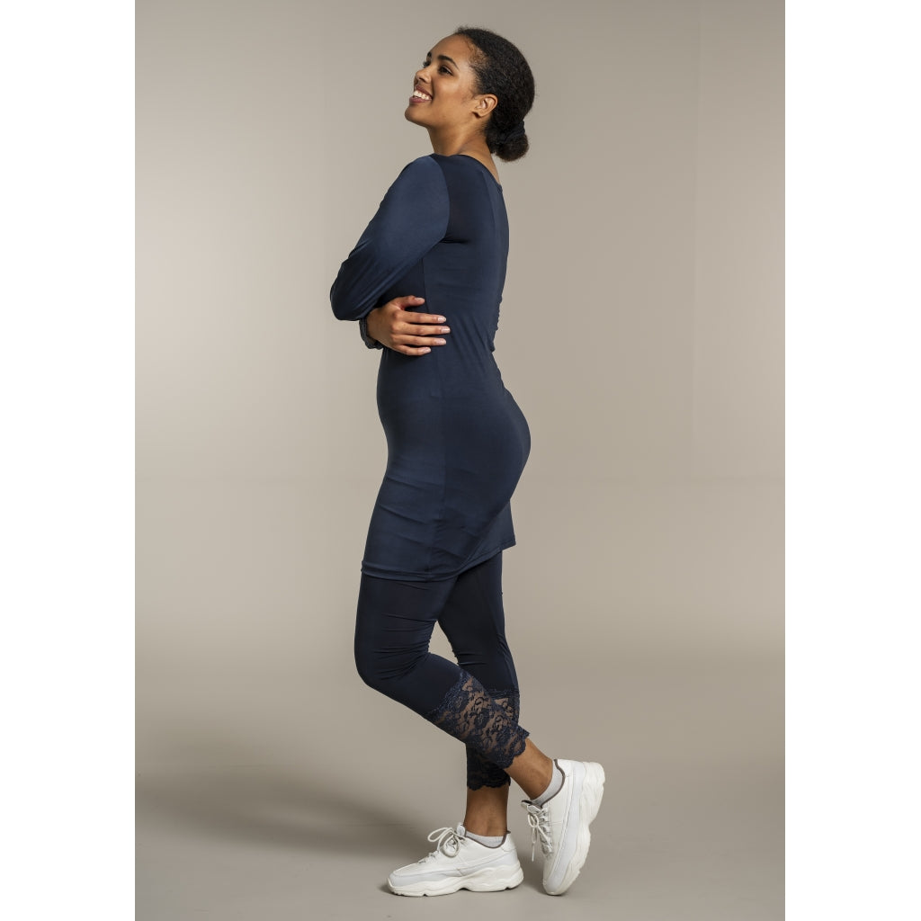 Sandgaard Bluse med blonde ærmer Top Dark Blue