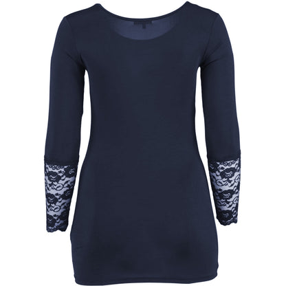 Sandgaard Bluse med blonde ærmer Top Dark Blue
