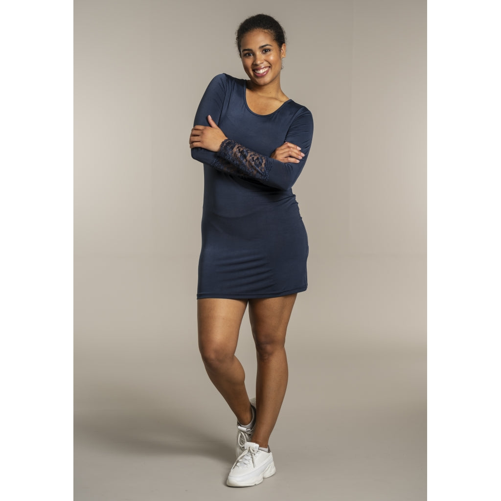 Sandgaard Bluse med blonde ærmer Top Dark Blue