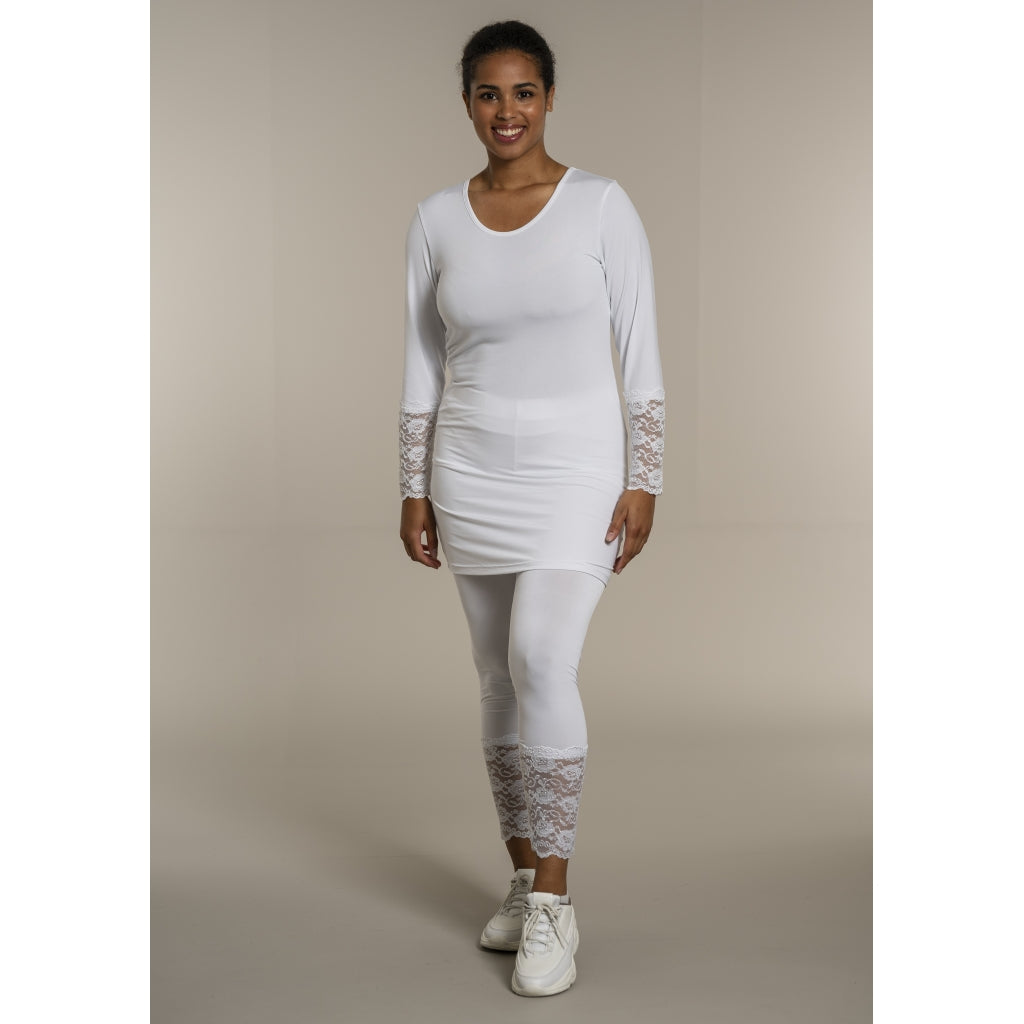 Sandgaard Bluse med blonde ærmer Top White