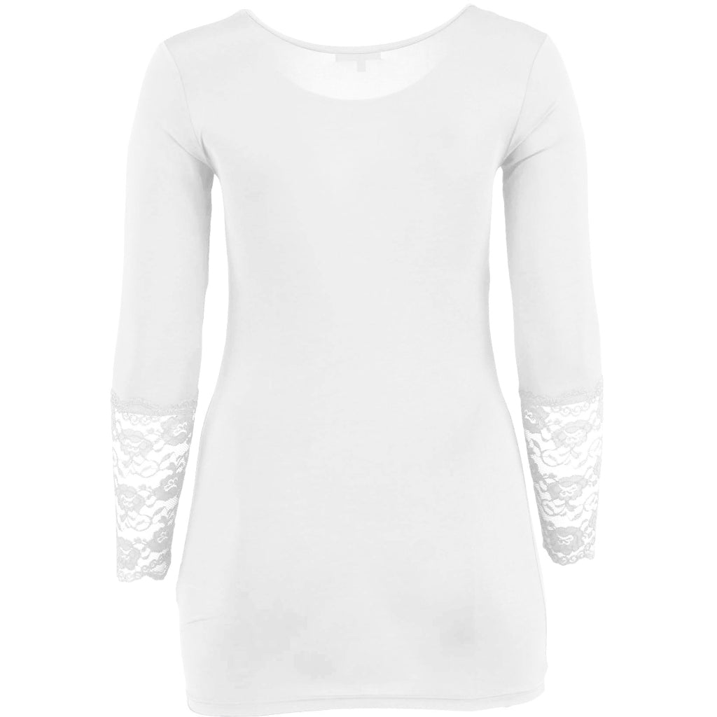Sandgaard Bluse med blonde ærmer Top White