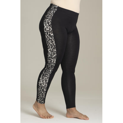 Sandgaard Jersey Leggings W. Leo Detail Leggings Black with Grey Leoprint