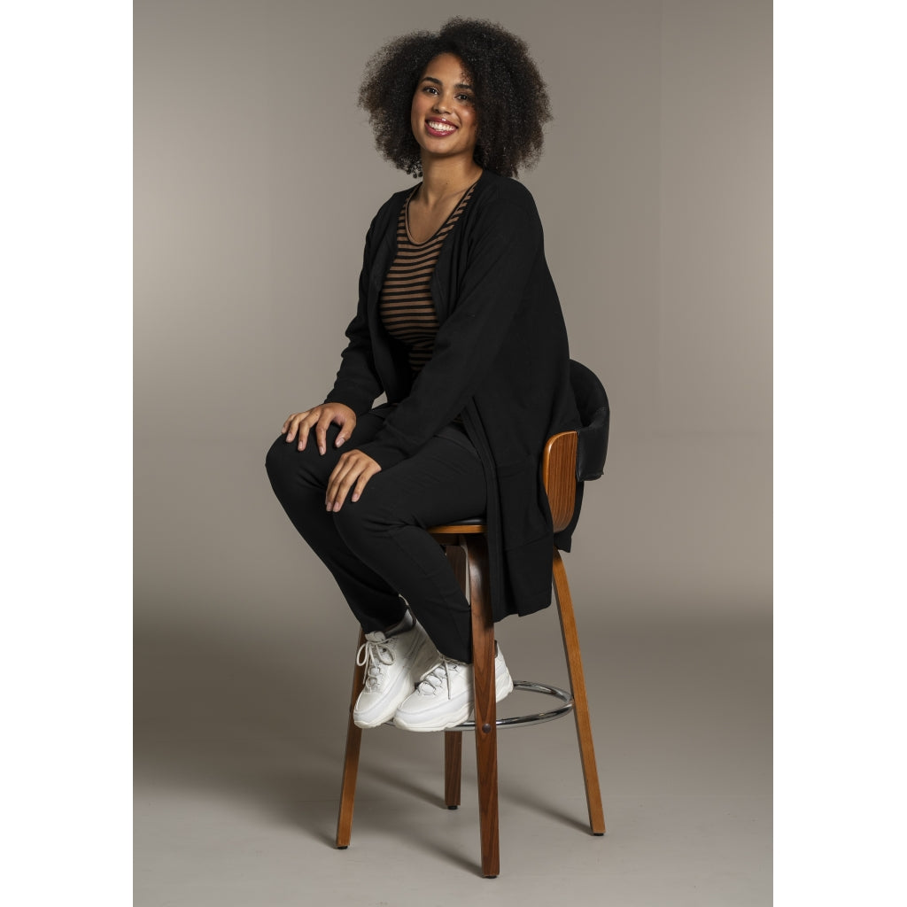 Sandgaard Lang cardigan med lommer Long Cardigan Black