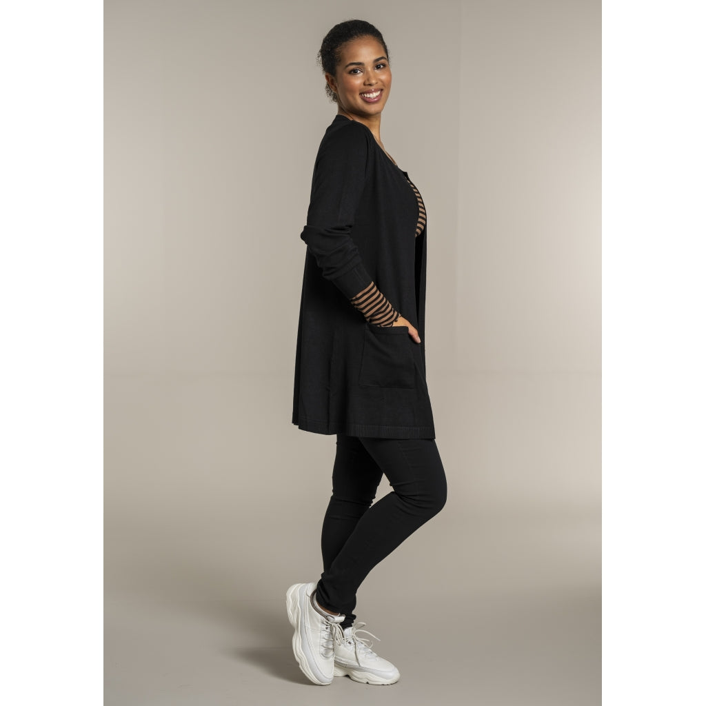 Sandgaard Lang cardigan med lommer Long Cardigan Black