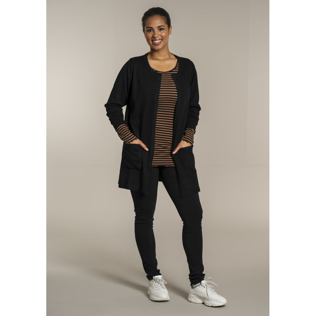 Sandgaard Lang cardigan med lommer Long Cardigan Black