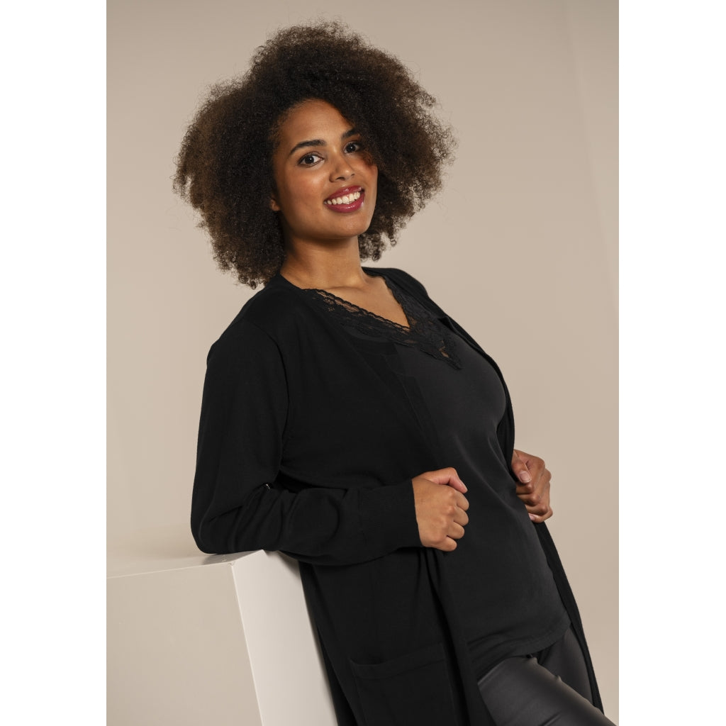 Sandgaard Lang cardigan med lommer Long Cardigan Black