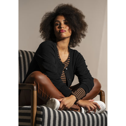 Sandgaard Lang cardigan med lommer Long Cardigan Black