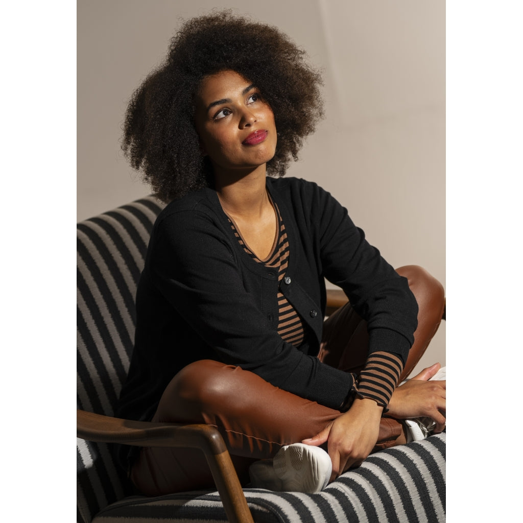 Sandgaard Lang cardigan med lommer Long Cardigan Black