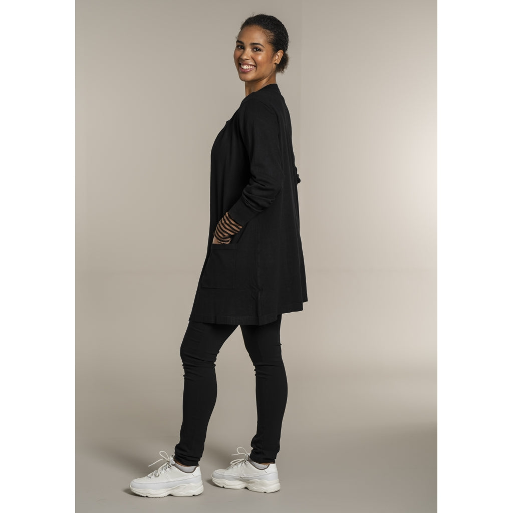 Sandgaard Lang cardigan med lommer Long Cardigan Black