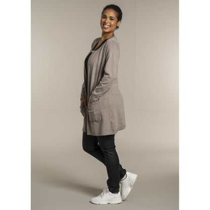 Sandgaard Lang cardigan med lommer Long Cardigan Beige melange