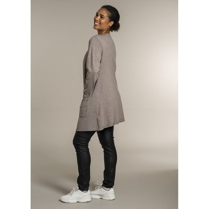 Sandgaard Lang cardigan med lommer Long Cardigan Beige melange