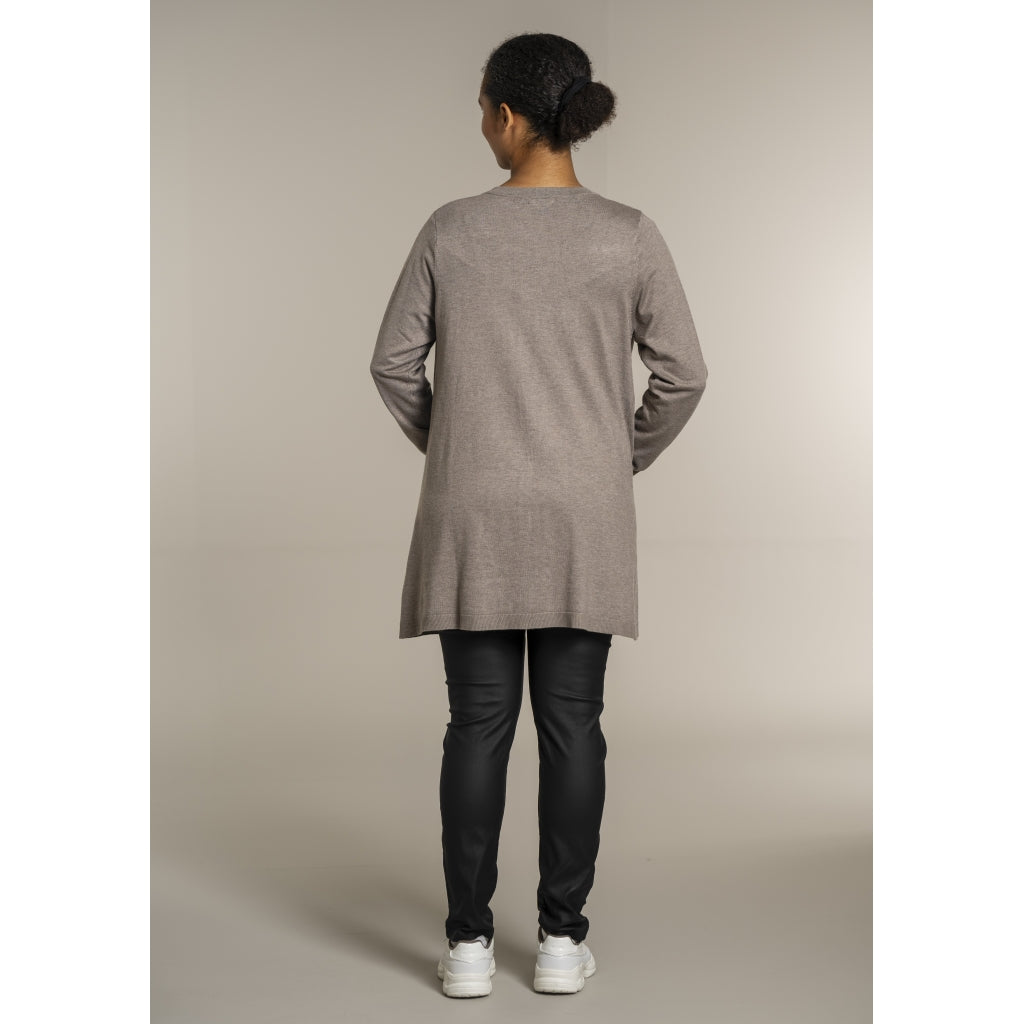 Sandgaard Lang cardigan med lommer Long Cardigan Beige melange