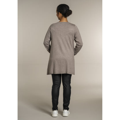 Sandgaard Lang cardigan med lommer Long Cardigan Beige melange