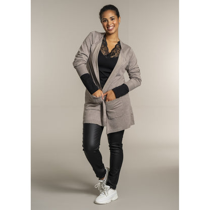 Sandgaard Lang cardigan med lommer Long Cardigan Beige melange