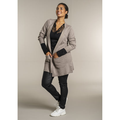 Sandgaard Lang cardigan med lommer Long Cardigan Beige melange