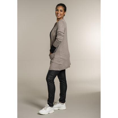 Sandgaard Lang cardigan med lommer Long Cardigan Beige melange