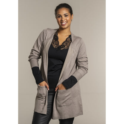 Sandgaard Lang cardigan med lommer Long Cardigan Beige melange