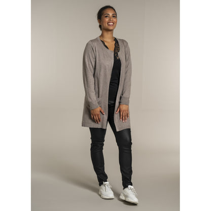 Sandgaard Lang cardigan med lommer Long Cardigan Beige melange