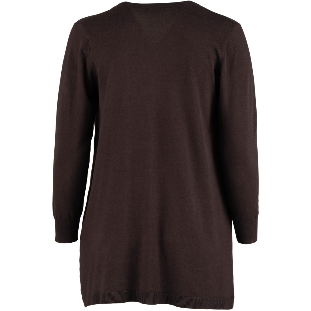 Sandgaard Lang cardigan med lommer Long Cardigan Dark Brown