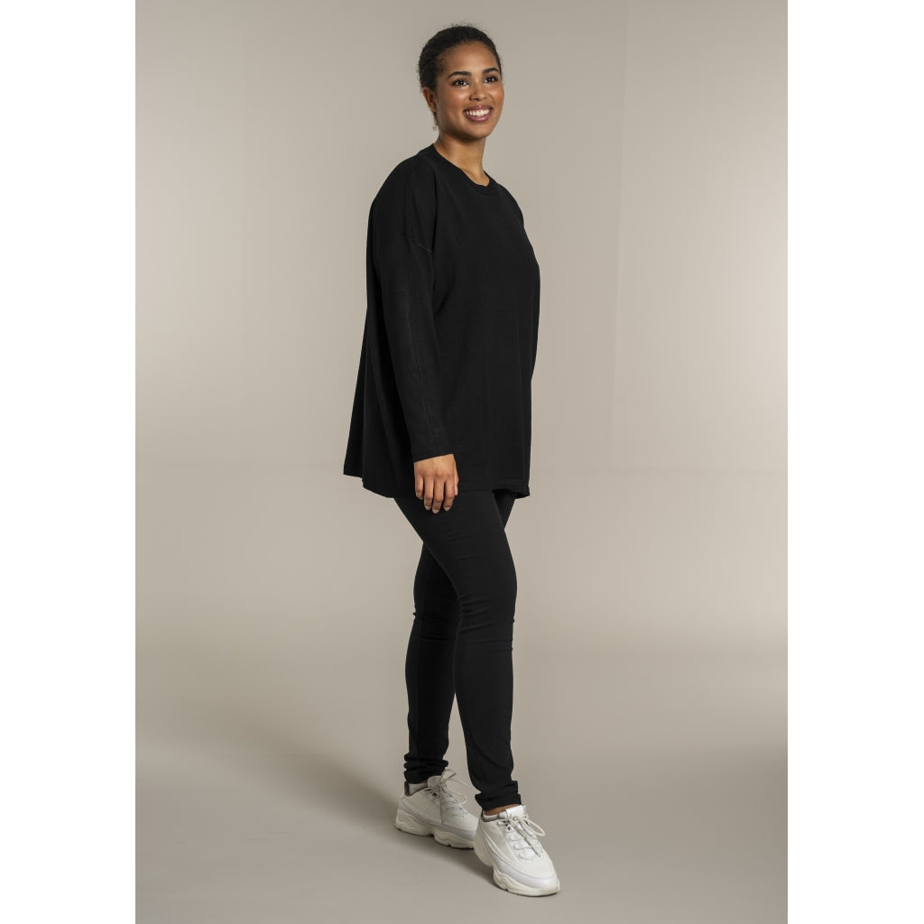 Sandgaard Strikket langærmet bluse Blouse Black