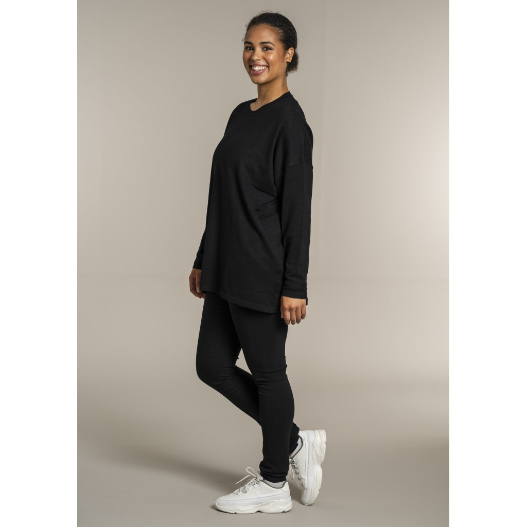 Sandgaard Strikket langærmet bluse Blouse Black