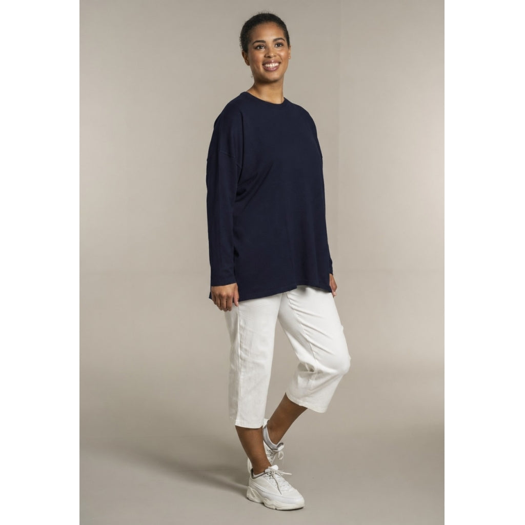 Sandgaard Strikket langærmet bluse Blouse Dark Blue