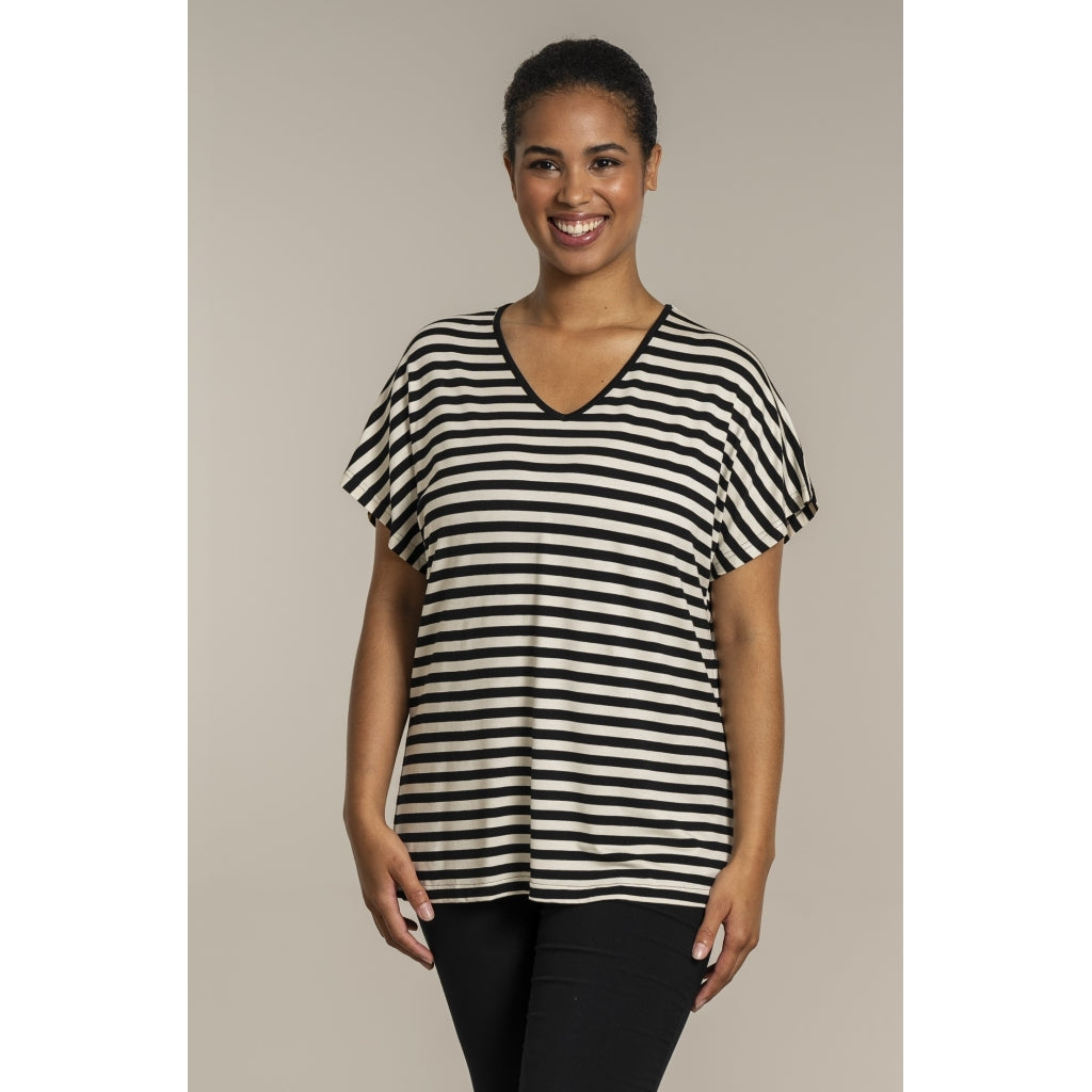 Sandgaard T-shirt striped T-Shirt Striped Black/Offwhite