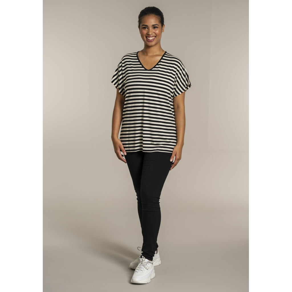 Sandgaard T-shirt striped T-Shirt Striped Black/Offwhite