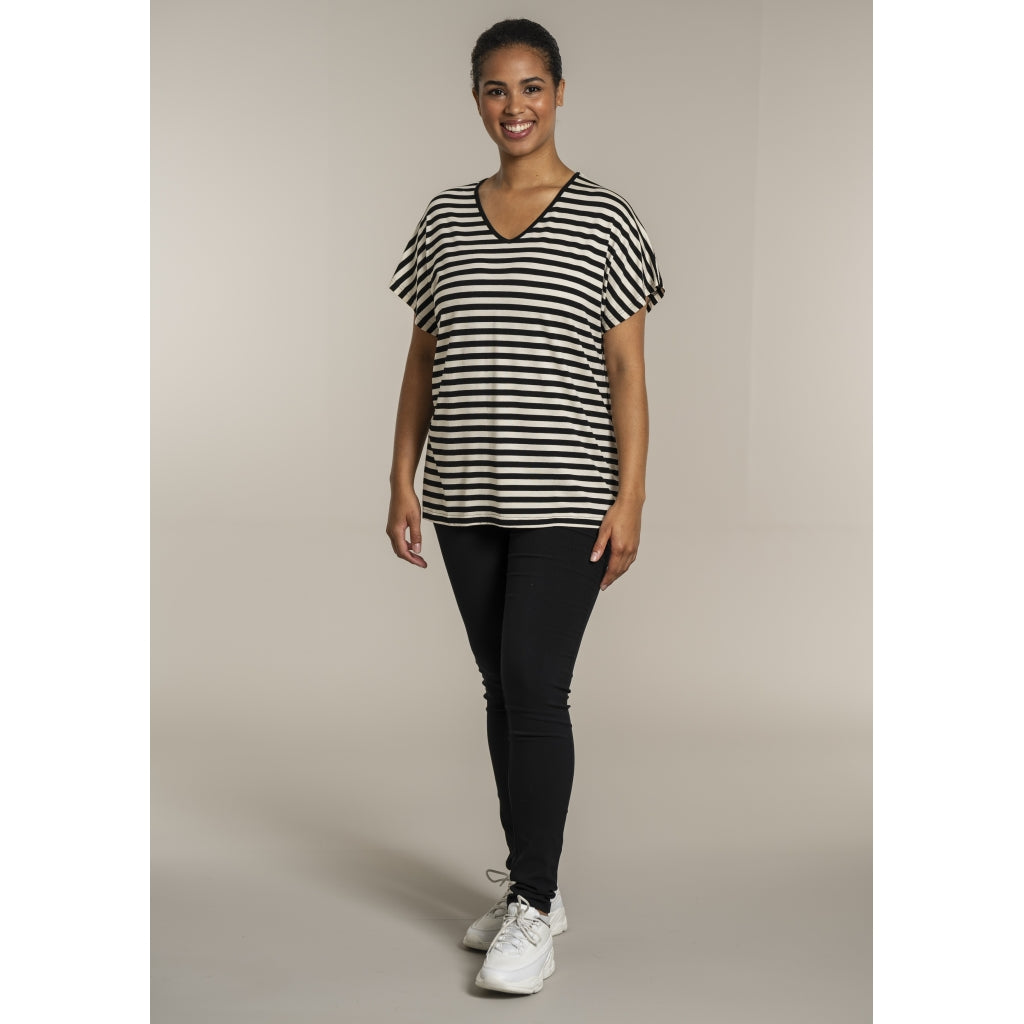 Sandgaard T-shirt striped T-Shirt Striped Black/Offwhite