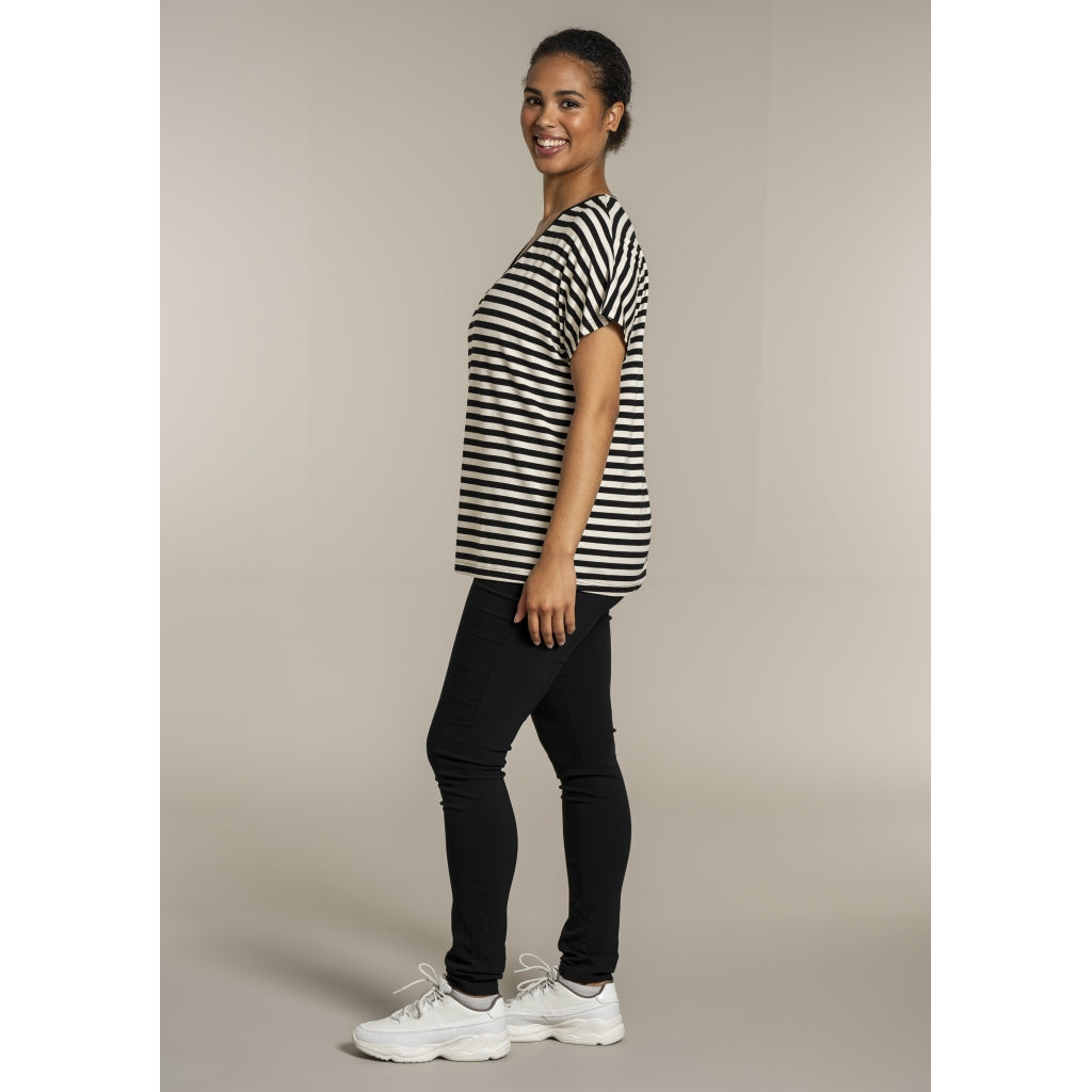 Sandgaard T-shirt striped T-Shirt Striped Black/Offwhite