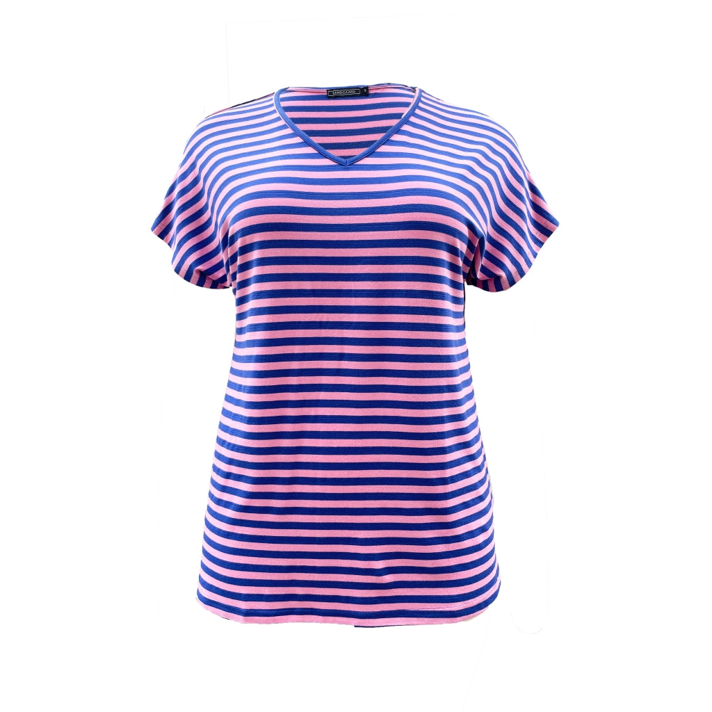 Sandgaard T-shirt striped T-Shirt Striped Cobolt Blue/Rose