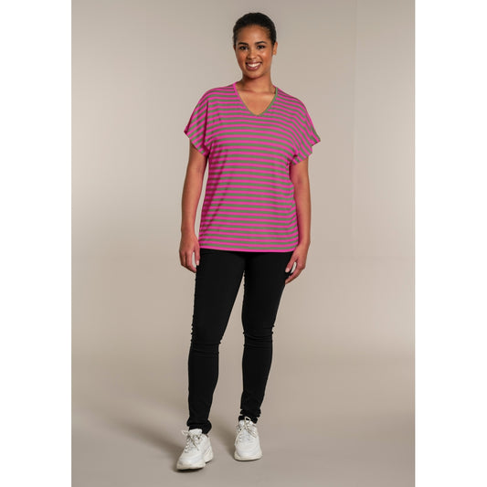 Sandgaard T-shirt striped T-Shirt Striped Pink/Army