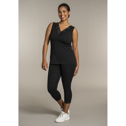 Sandgaard Top med V-hals og bomuld Top Black