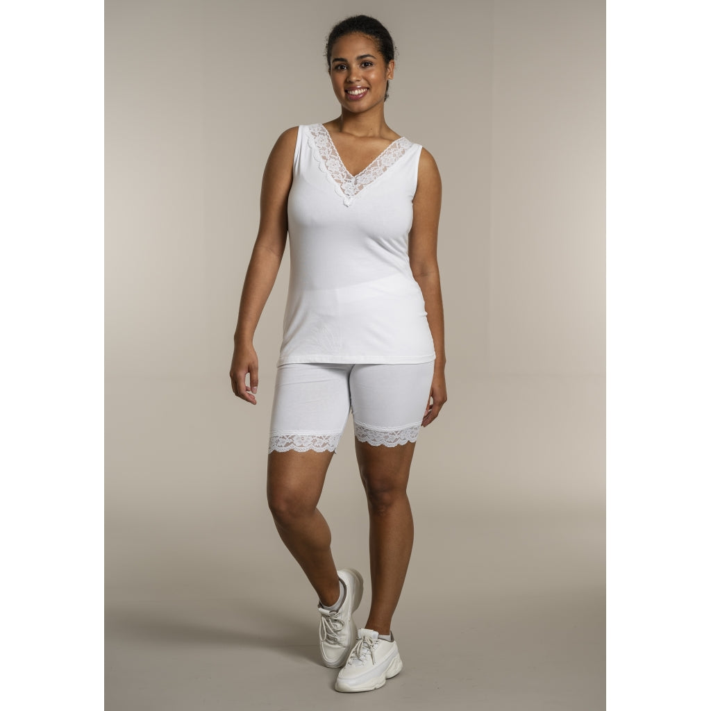 Sandgaard Top med V-hals og bomuld Top White