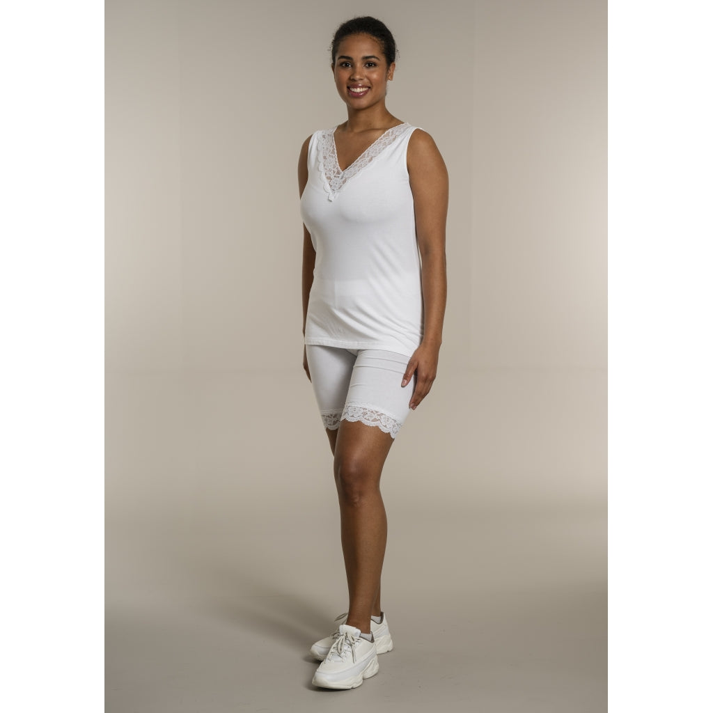 Sandgaard Top med V-hals og bomuld Top White